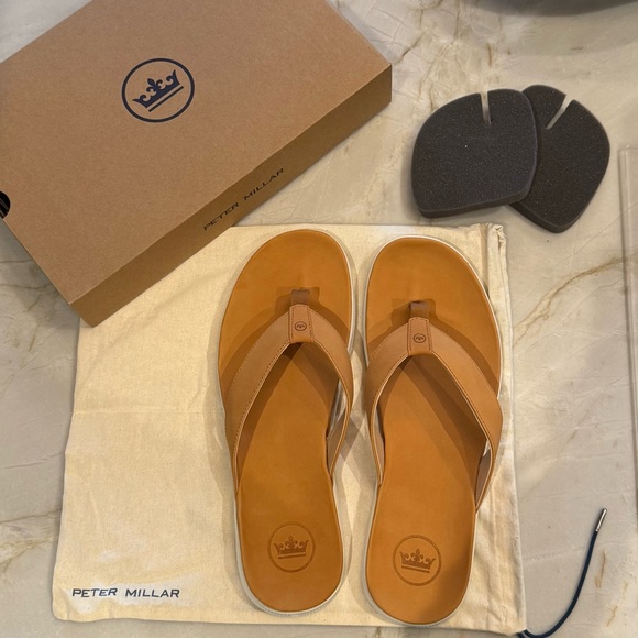 NEW in box - PETER MILLAR men's Hyperlight Slide Nubuck Flip Flop - Picture 4 of 11